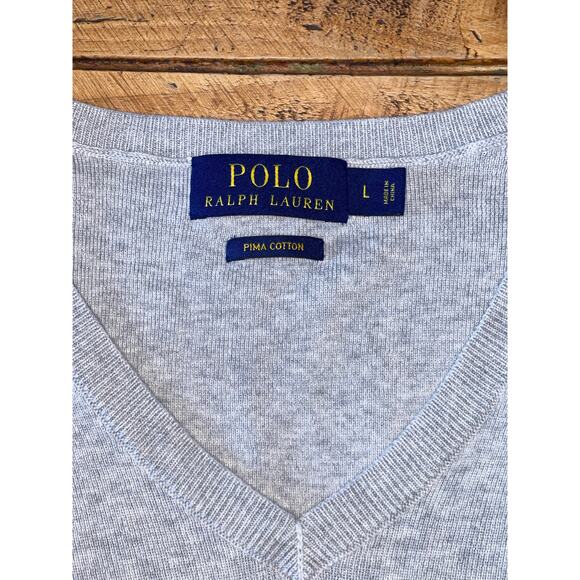 Mens Polo Ralph Lauren Gray‎ Pima Cotton Super Soft Sweater Vest Size Large - Picture 3 of 6